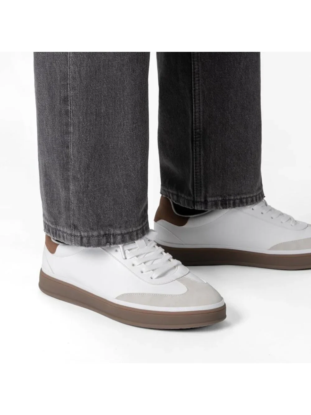 Men's White Faux Suede Rubber Casual Comfortable Business Fashion Sneakers